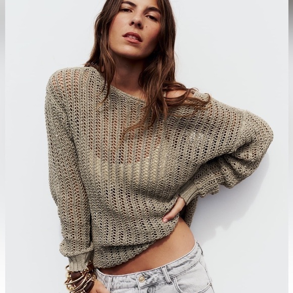 New ZARA Sequin Knit Sweater - Picture 3 of 9